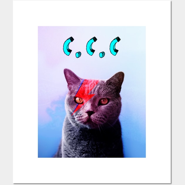 cat bowie cat cat club Wall Art by CatCatClub